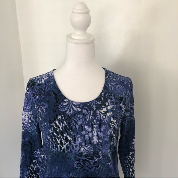 CHICO’S Women’s Floral Print Scoop Neck 3/4 Sleeve Tee Sz 0 - Picture 2 of 8